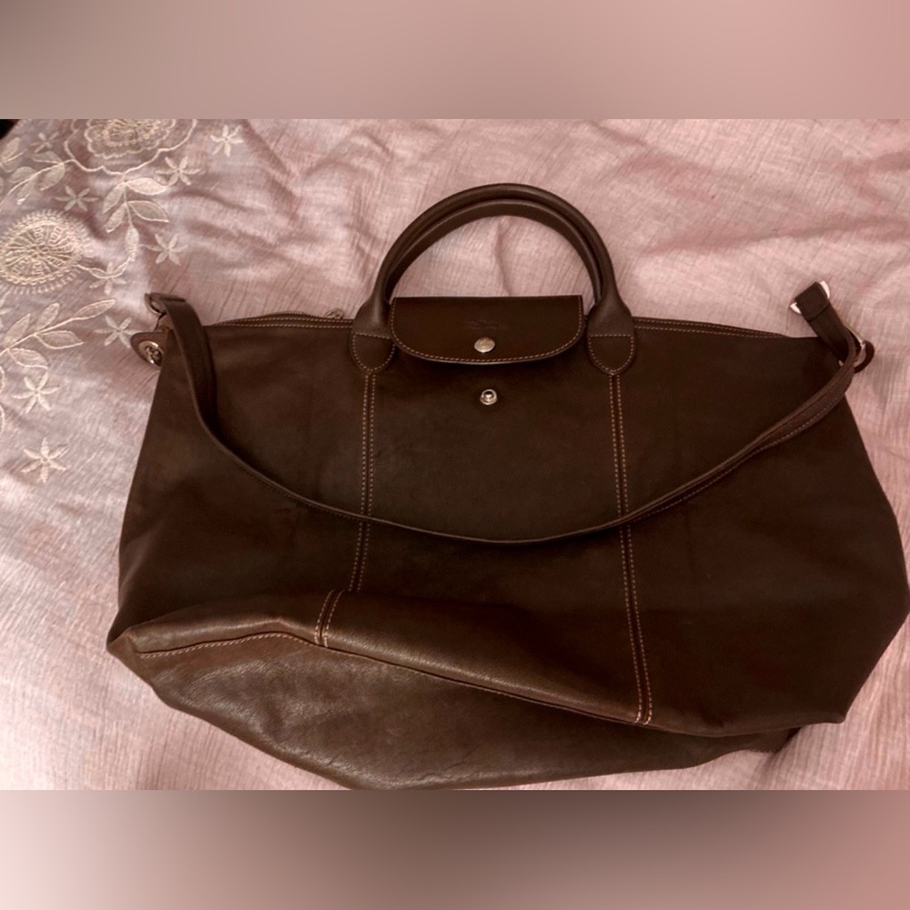 Authentic Longchamp Leather Bag Brown - Le Pliage Cuir